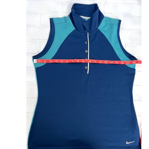 Nike Dri-Fit Blue Golf Tour Performance Button Down Polo Tank-sz M - Picture 3 of 7